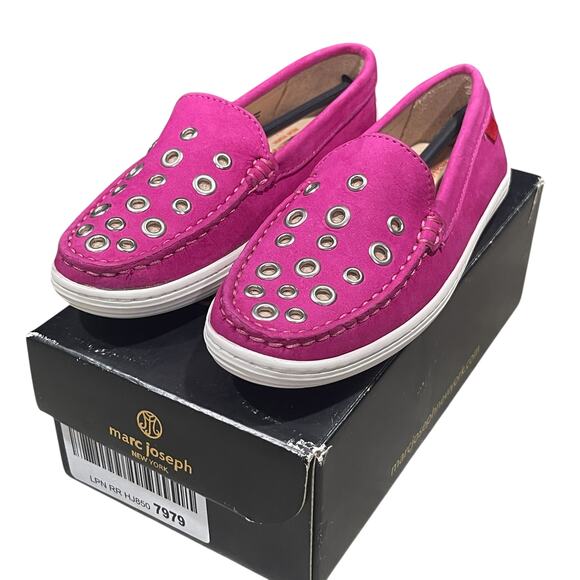 Marc Joseph NIB Mott St Pink Nubuck Leather Loafers Girls Size 13.5 - Picture 1 of 9
